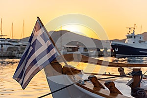Naoussa village and harbor at sunset - Aegean Sea - Paros Cyclades island - Greece