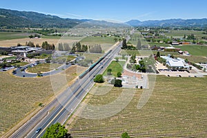 Napa Valley Wine Train through Oakville, from the air