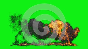 Napalm Fire and Smoke Explosion, Green Screen Chromakey
