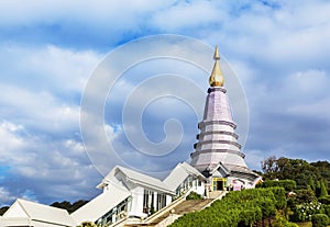 Naphapholphumisiri pagoda on the park top of doi inthanon in Thailand