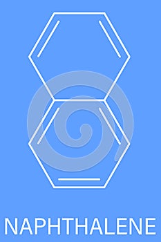 Naphthalene aromatic hydrocarbon molecule. Used as mothball ingredient. Skeletal formula.