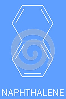 Naphthalene aromatic hydrocarbon molecule. Used as mothball ingredient. Skeletal formula.