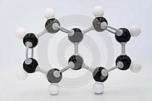 Naphthalene (or naphthalin) molecule made by molecular model on white background.