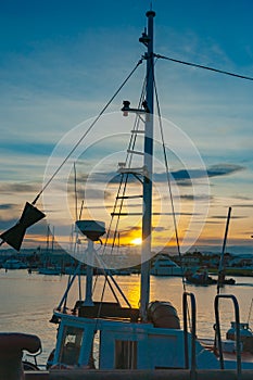 Napier waterfront, Westshore, Ahuriri, fishing boats rigging silhouette