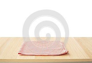 Napkin or fabric on wood table  with clipping path.for design key visual and background