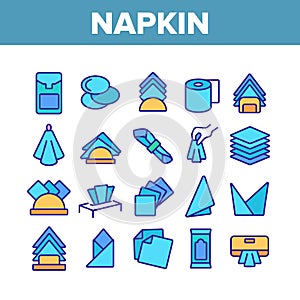Napkin Hygiene Paper Collection Icons Set Vector