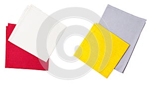 Napkins isolated on white backgrouns, napkin mock up top view photo