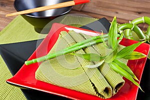 Napkins on a Japanese dinner table