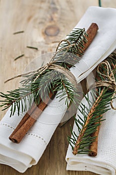 Napkins for table setting for Christmas