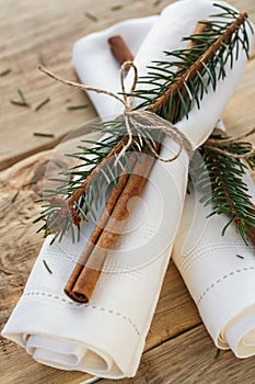 Napkins for table setting for Christmas