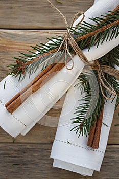 Napkins for table setting for Christmas