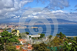 Naples bay with Vesuv in clouds summer landscape photography