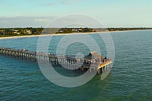 Naples Beach and Fishing Pier at Sunset, Florida