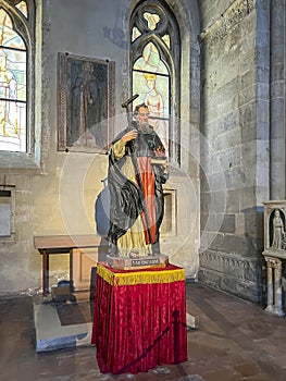 Naples Campania Italy, September 28, 2023 The indoors of Santa Chiara Basilica Church. Figure of Antoni Abbot. He was an Egyptian