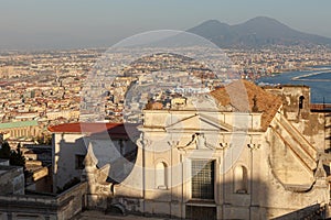 Naples city view with Vesuvius on background