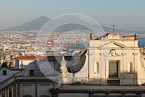 Naples city view with Vesuvius on background