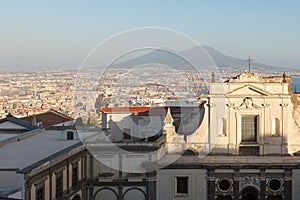 Naples city view with Vesuvius on background