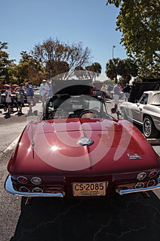 Red 1966 Chevrolet Corvette Convertible Coupe at the 32nd Annual Naples Depot Classic Car Show