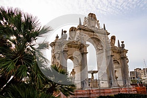 Naples - Giant Fountain at the seafront of the city of Naples, Italy, Europe photo