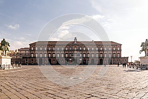 Naples Royal Palace and the National Library building in Naples, Italy
