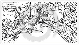 Naples Italy City Map in Retro Style. Outline Map