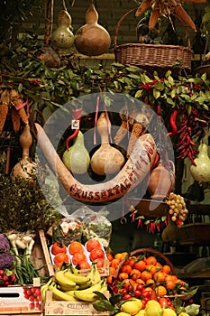 Display of fruit and vegetables in a shop in the historic center of Naples