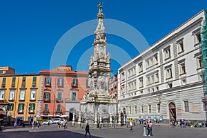 Naples, Italy, May 19, 2022: Guglia dell'Immacolata column in th