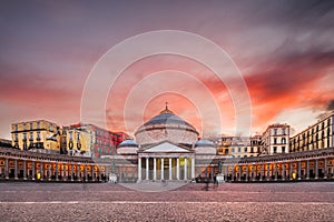 Naples, Italy from Plebiscito Square with San Francesco di Paola photo