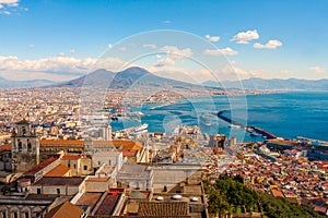 Naples, Stunning panorama with the Mount Vesuvius