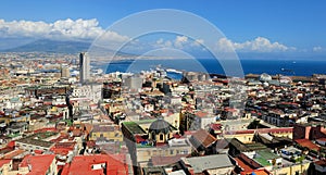 Naples, Vesuvius and port, Italy