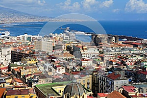 Naples, Vesuvius and port, Italy