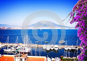 Naples and Vesuvius volcano, Italy