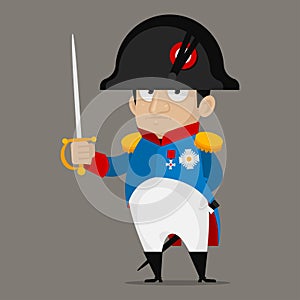 Napoleon Bonaparte cartoon character holds sword