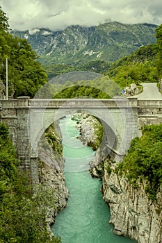 Napoleon bridge in Kobarid, Slovenia