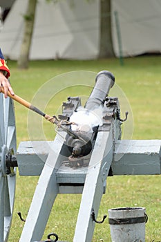 Napoleonic cannon being fired photo