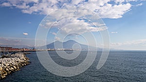 Napoli gulf with Sea and Vesuvio mountain in the background postcard photo