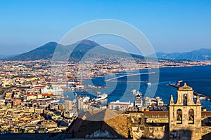 Napoli  and mount Vesuvius in  Italy