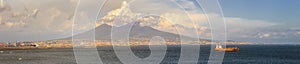 Napoli and mount Vesuvius at sunset in a summer day