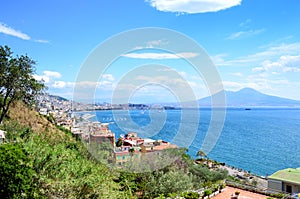 Napoli Naples and mount Vesuvius , Italy, Campania.