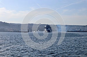 Napoli - Nave da crociera all`uscita del porto photo
