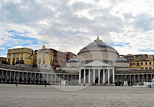 Napoli old Italian town urban panorama antique architecture city square streetscape background