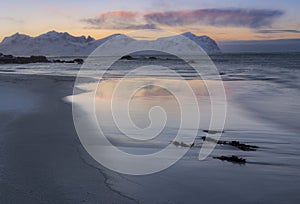 Beach in winter in Napp, Norway