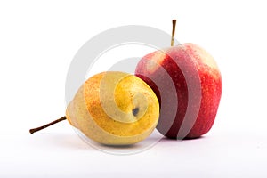 apple and pear. fruit on white background. sweet fruit photo