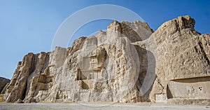 Naqsh-e Rustam necropolis by Perseopolis in Iran