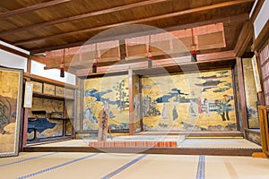 The throne for Emperor Godaigo to preside over the Southern Court 1338-1392 at Yoshimizu Shrine in Yoshino, Nara, Japan.