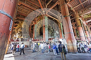 NARA, JAPAN - MAY 11: The Great Buddha in Todai-ji temple onMay