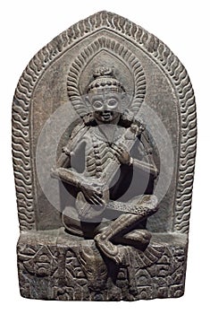 Narada - heavenly musician. Ancient Nepalese stone statuette