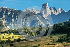Naranjo de Bulnes, Picu Urriellu, from Pozo de la Oracion lookout point in Picos de Europa National Park, Asturias in Spa photo