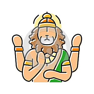 narasimha god indian color icon vector illustration