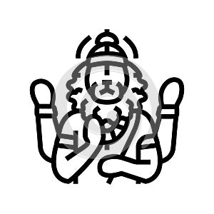 narasimha god indian line icon vector illustration